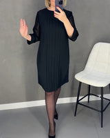 Robe plissée en maille patchwork de couleur unie