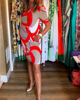 Robe imprimée droite à col en V