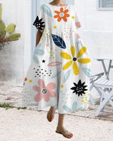 Robe ample imprimée à manches courtes