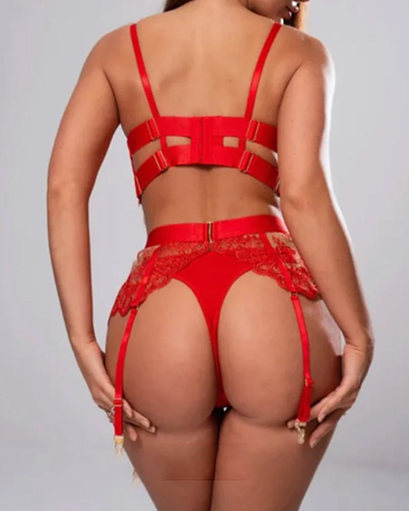 Sous-Vêtements Brodés Sexy Cinq Pièces