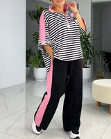 Costume Imprimé Rayé Pantalon Large