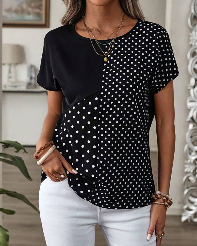 T-shirt Col Rond Imprimé Pois