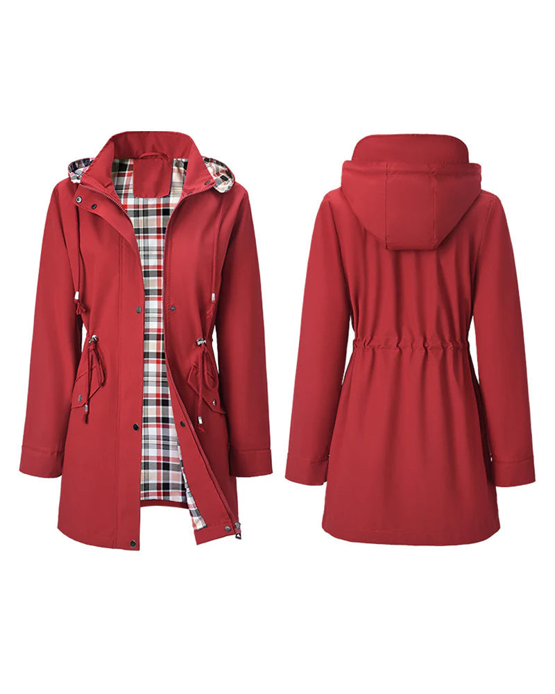 Trench Long Imperméable À Capuche Pour Femme