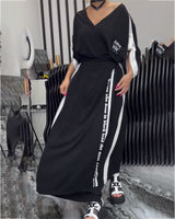 Costume Col V Irrégulier Pantalon Ample