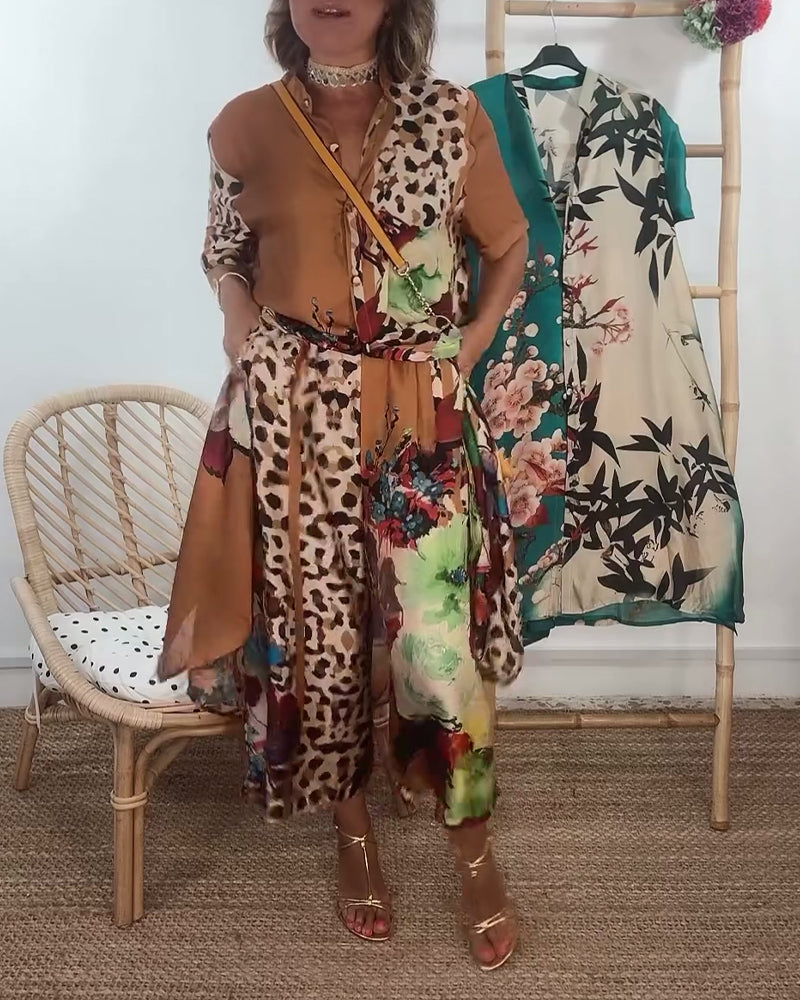 Ensemble deux pièces à imprimé contrasté mode rétro