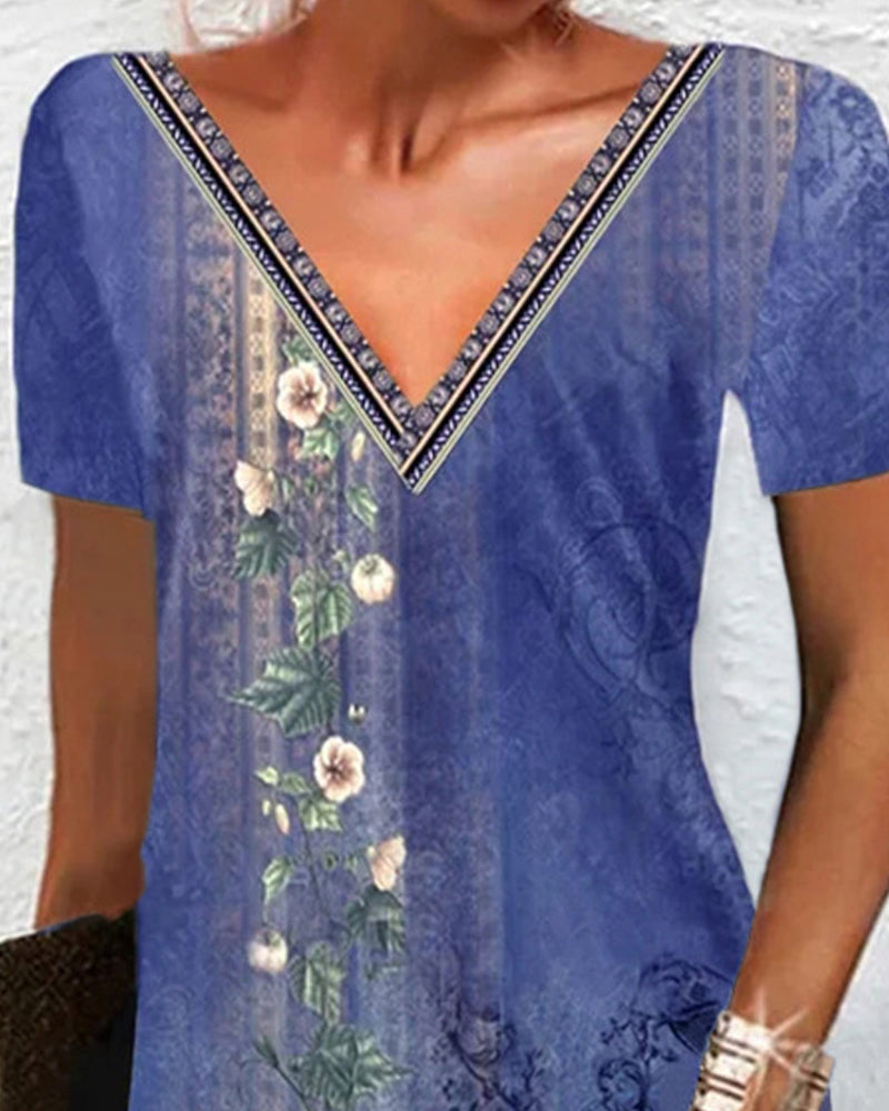 Robe à imprimé floral et manches courtes