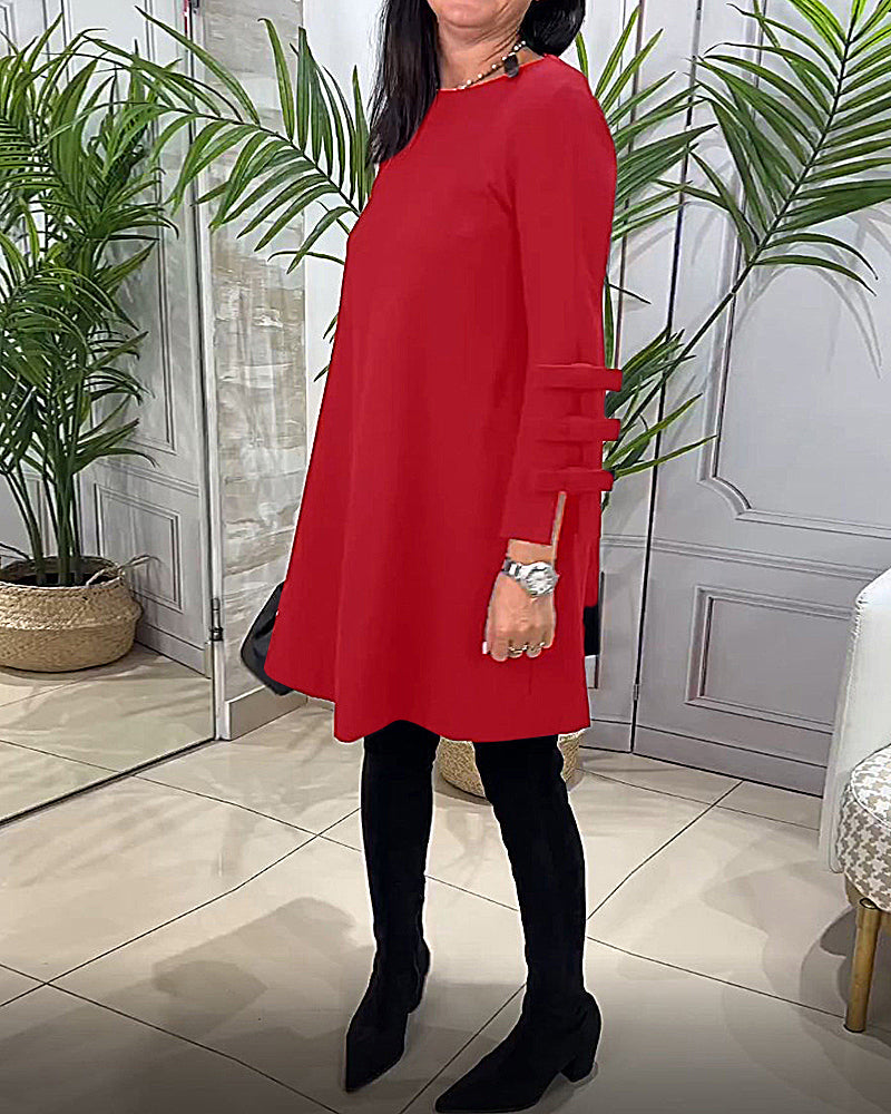 Robe décontractée au genou avec manches longues