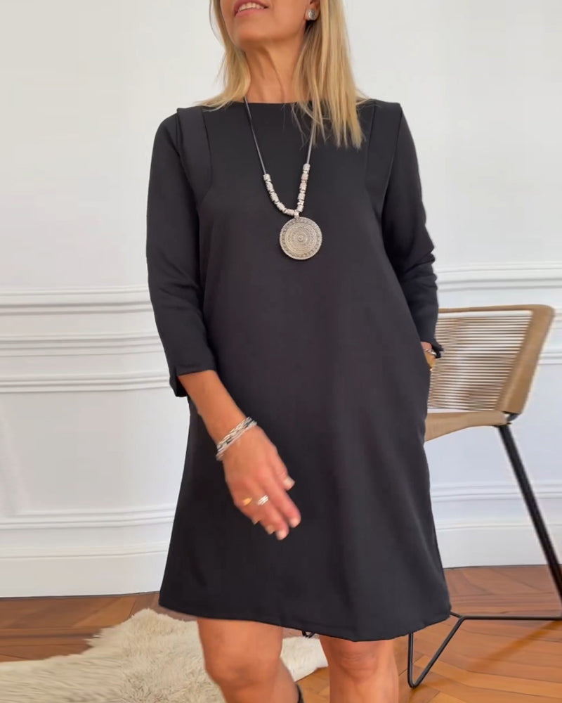 Robe droite élégante à manches longues