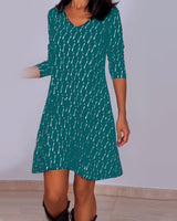 Robe col V imprimé losanges