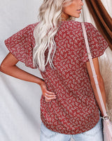 Chemise plissée à manches courtes et col V