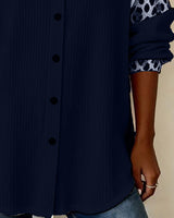 Chemise Col Revers Boutonnée Imprimé Léopard