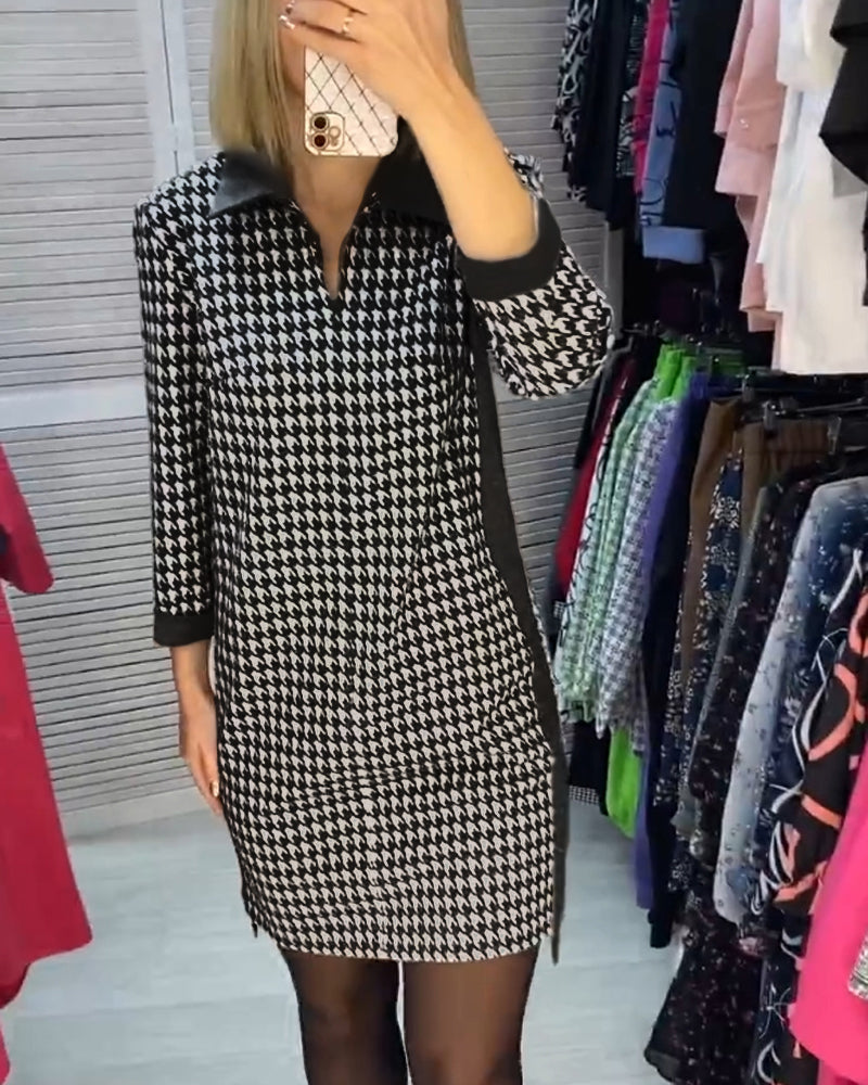 Robe à revers avec poche et carreaux