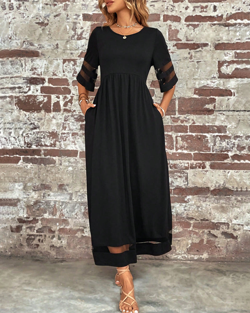 Robe élégante à Manches Mi-Longues Et Col Rond Décontracté