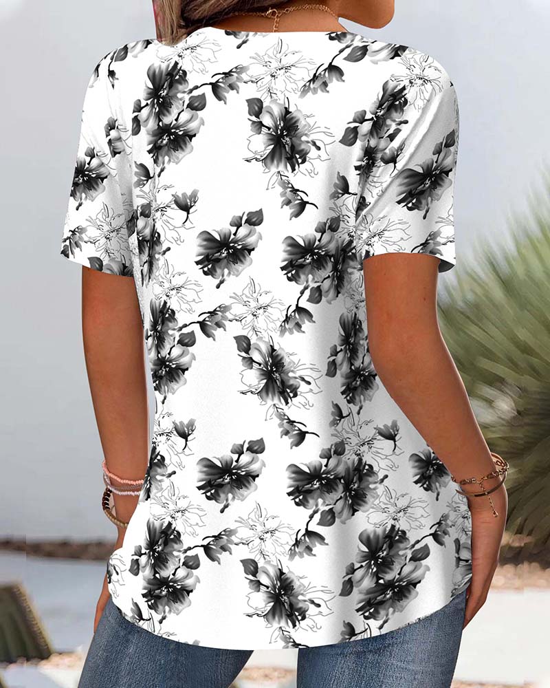 Blouse Imprimé Floral Manches Courtes