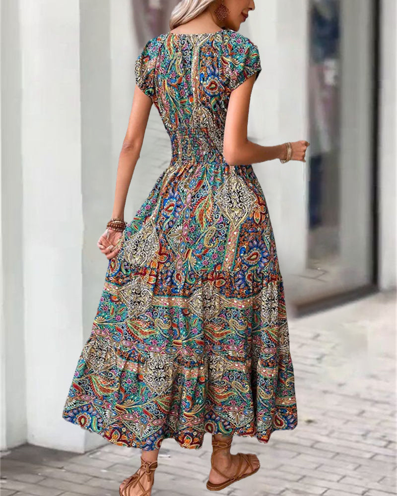 Robe élégante à imprimé vintage