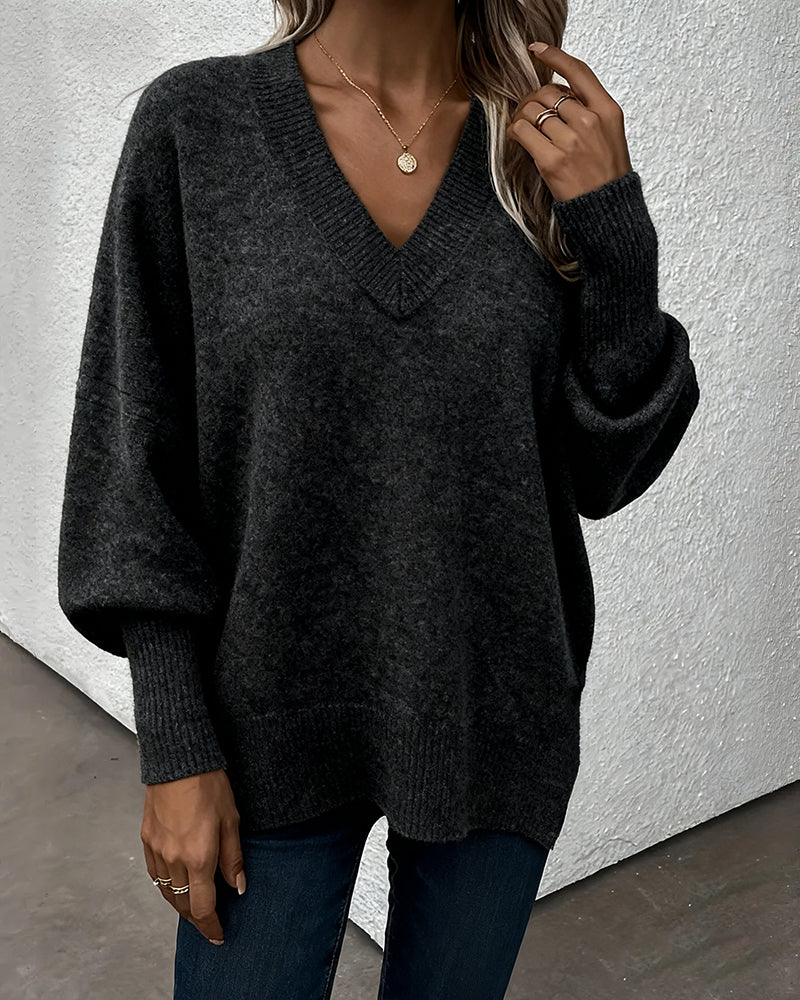 Pull Manche Lanterne Encolure En V