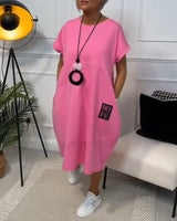 Robe décontractée à manches courtes et imprimé lettre simple