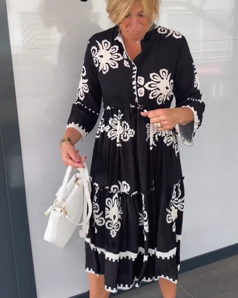 Robe à imprimé floral et manches 3/4