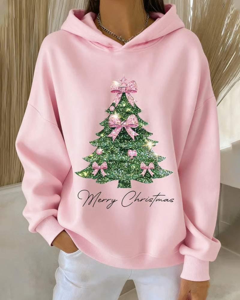 Sweat À Capuche Décontracté Imprimé Noël