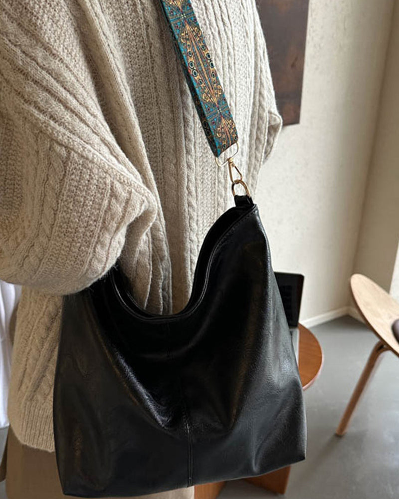 Sac seau vintage à bandoulière de grande capacité