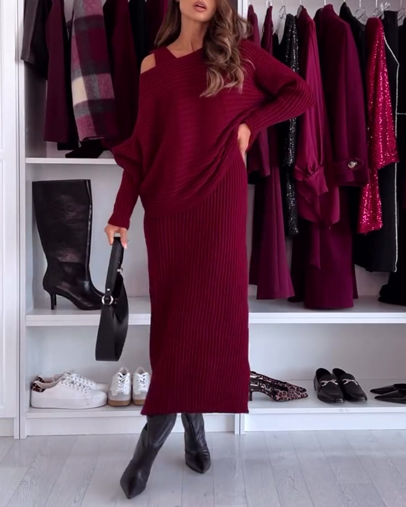 Ensemble jupe à bretelles décontractée et pull tendance