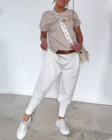 Pantalon Mode Couleur Unie Court