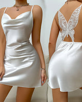 Chemise De Nuit Soie Glacée Fine Bretelles