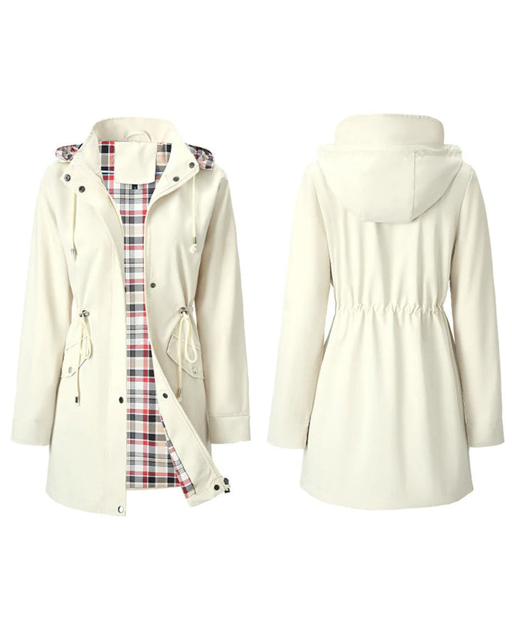 Trench Long Imperméable À Capuche Pour Femme