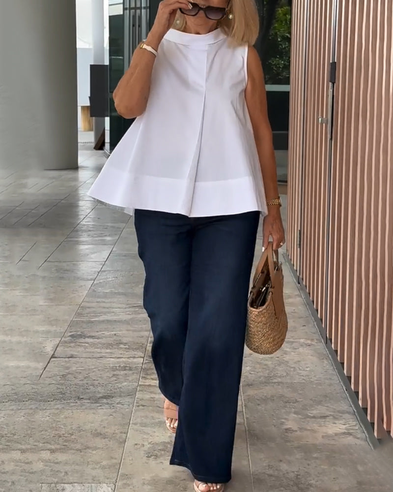 Blouse Sans Manches Unie Simple