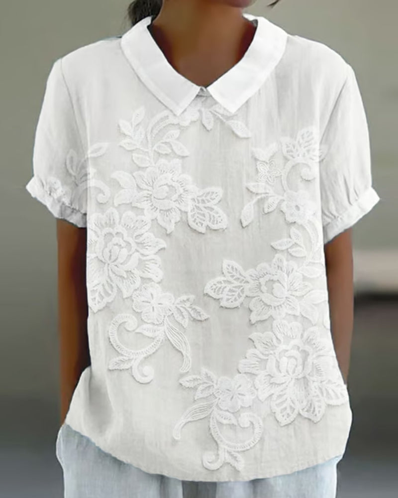Blouse Avec Col Imprimé Uni