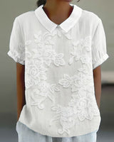 Blouse Avec Col Imprimé Uni