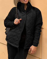 Manteau zippé à col haut de couleur unie
