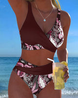 Bikini Contraste Couleur Mode Fleuri