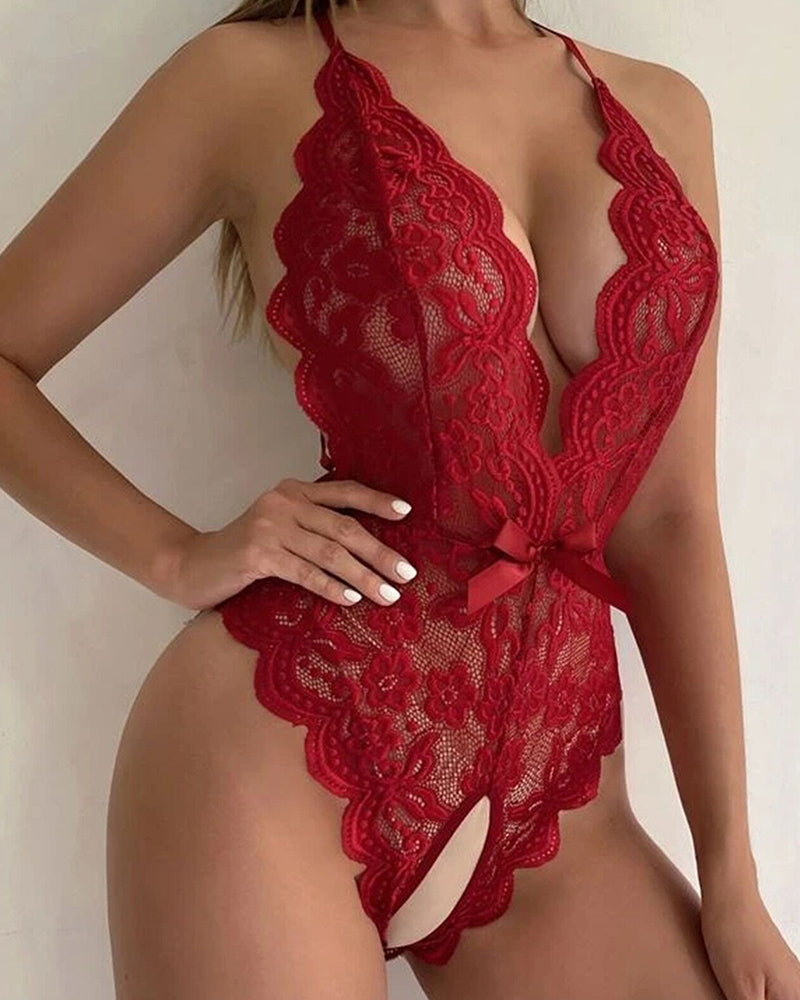 Bodysuit En Dentelle À Col Halter