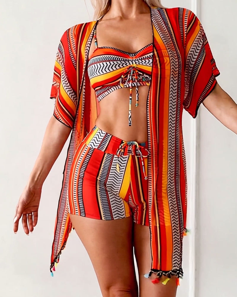 maillot de bain trois pièces bikini imprimé vacances