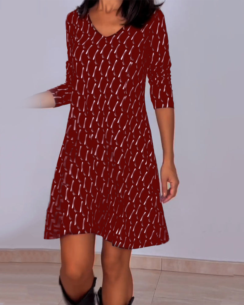 Robe col V imprimé losanges