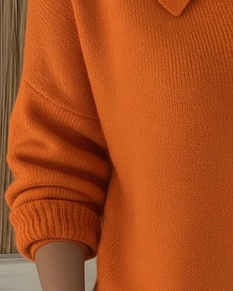 Pull Manches Longues À Revers Boutonnés