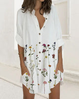 Robe boutonnée à manches longues et poche