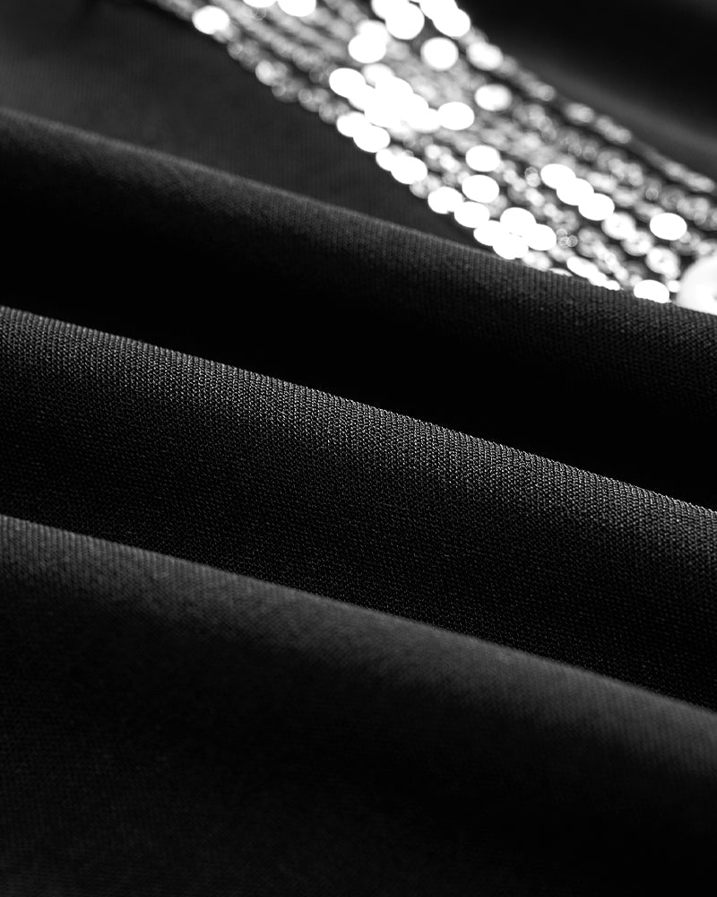 Haut décontracté à empiècements et boutons à sequins