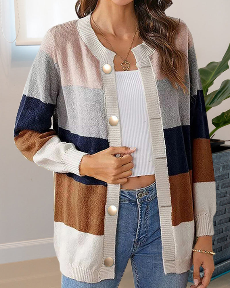 Cardigan colorblock pour kvinner