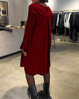 Robe Uni Manche Évasée Froncé