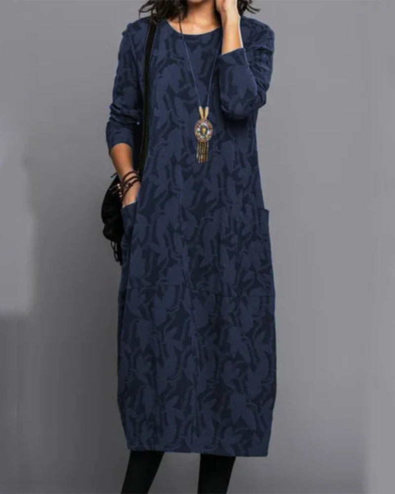 Robe imprimée avec poche et manches longues