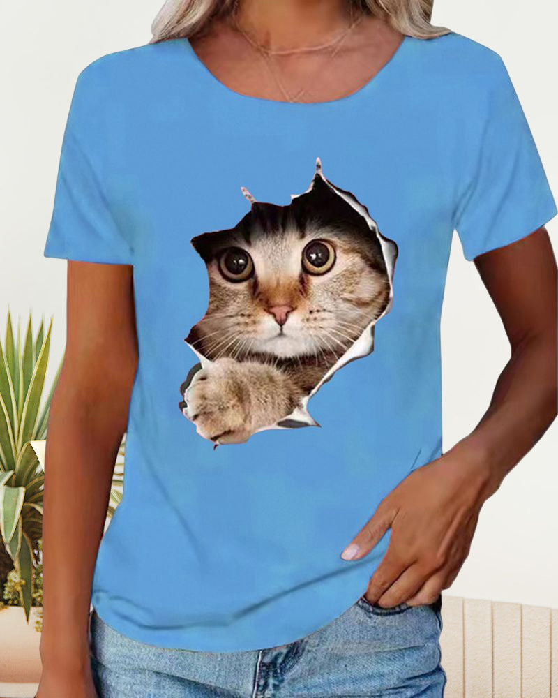 T-shirt avec imprimé chat