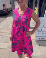 Robe Décolleté En V Sans Manches Imprimée