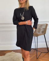Robe droite élégante à manches longues