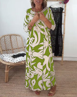 Robe À Col Rond Et Manches Longues Imprimée