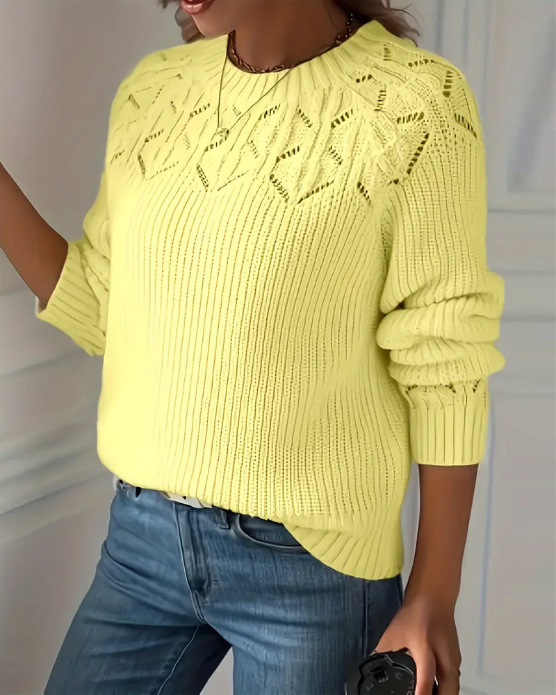 Pull Col Rond Manches Longues Ajouré