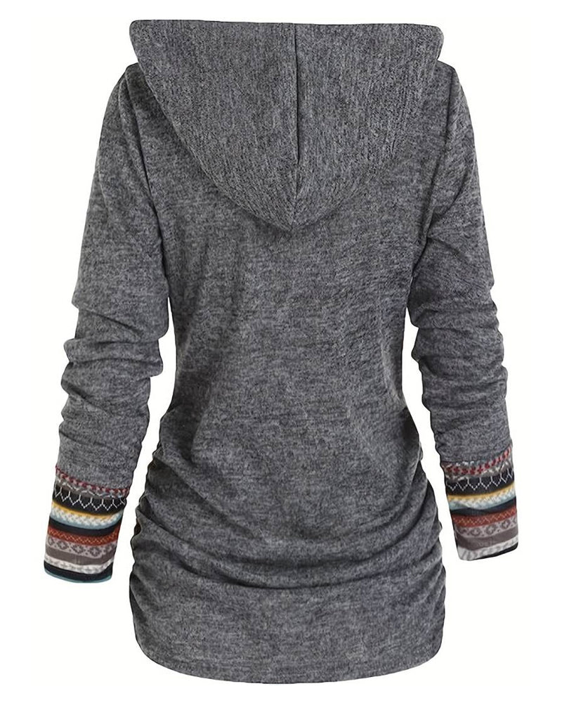 Sweat-shirt à capuche décontracté de couleur contrastée