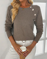 Pull Bouton Décoré Manche Raglan