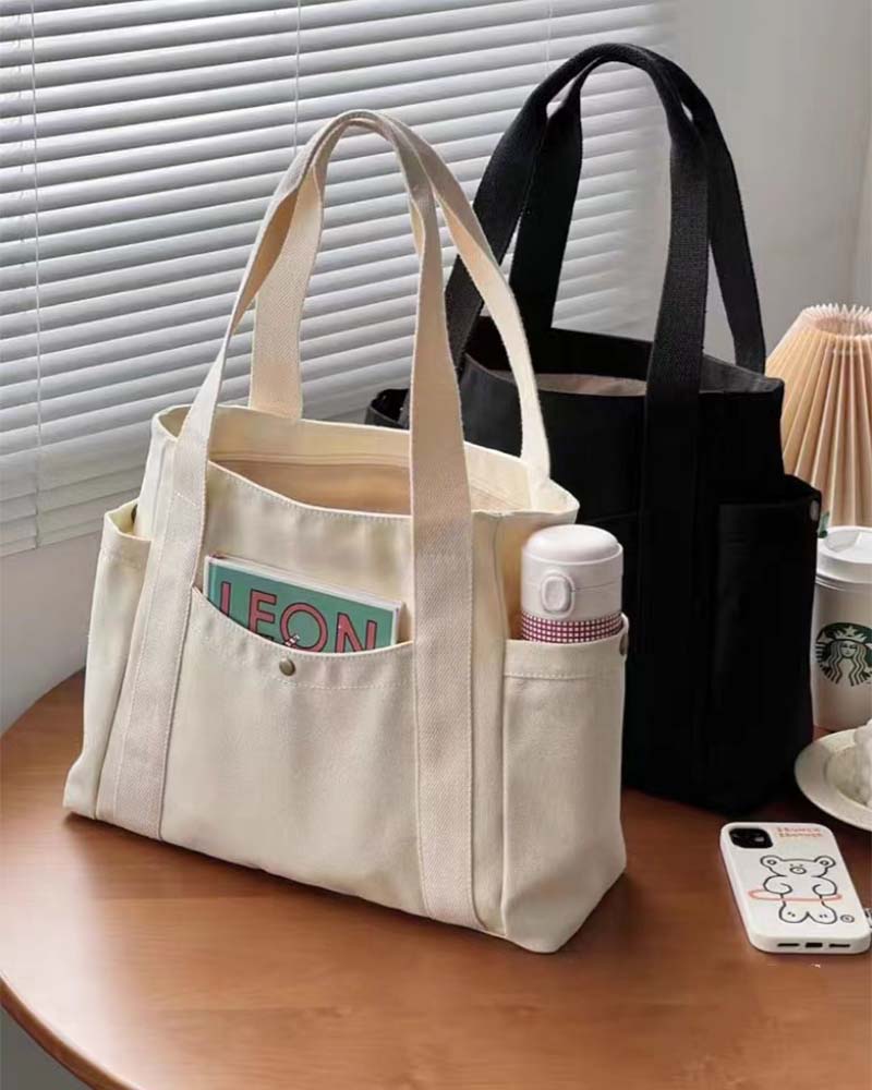 Sac en toile de grande capacité avec doubles poignées
